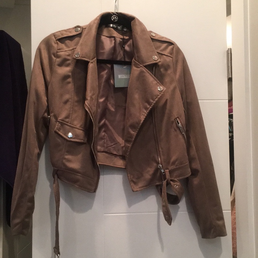 Faux suede biker jacket